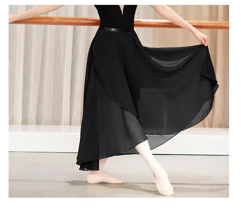 Chiffon Ballett Tutu Tanz Rock Tanz Skate Wrap Schal Gymnastik Ballerina Lyrical Lange Ballett Rock Ballett Tanz Kleid Frauen – Detail 6