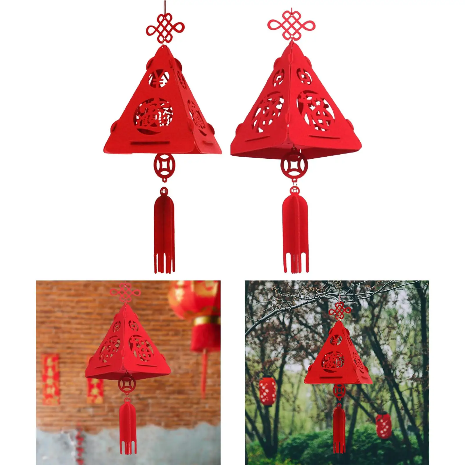 Triangular Chinese Lantern 3D Puzzle Lantern Red Lantern Lucky Decorative for