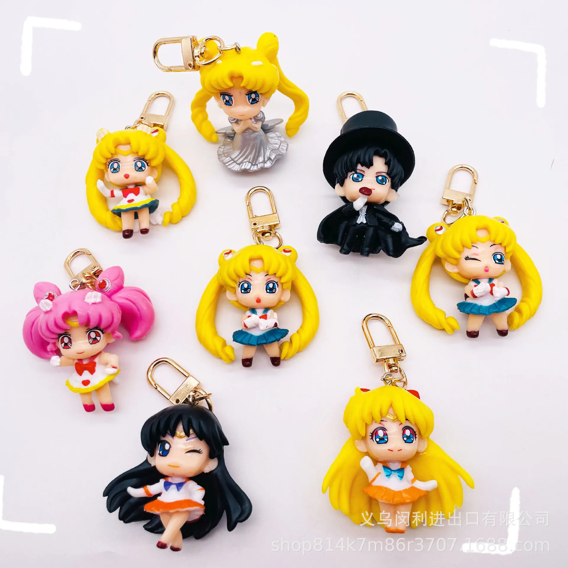 Sailor Moon Anime Keychain Cute Keyrings Schoolbag Pendant Ornament Tsukino Usagi Model Doll Girls Surprise Birthday Gift