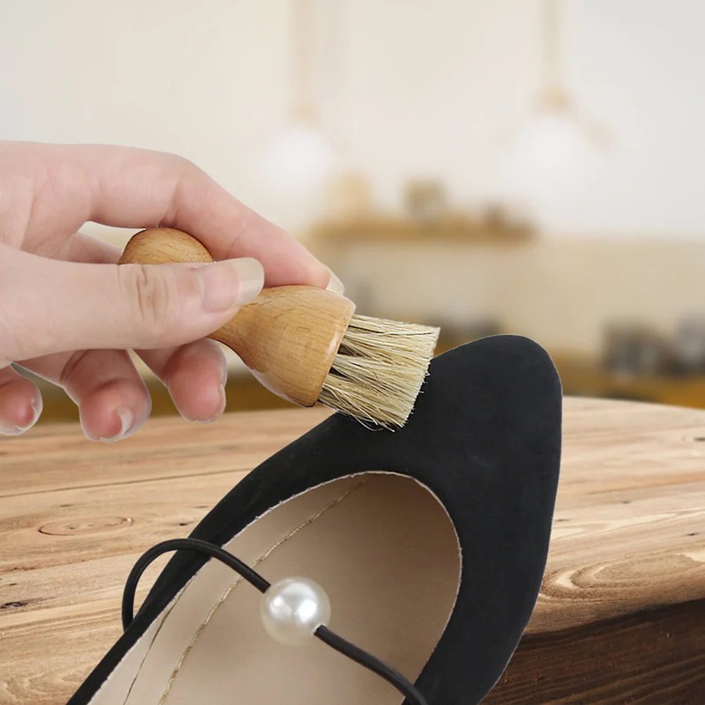 

1 pc Shoes Wooden Handle Multifunctional Pig Hair Brush For Cleaning Shoes Pans Oil Fast Drying Non-Shedding Bristles Household