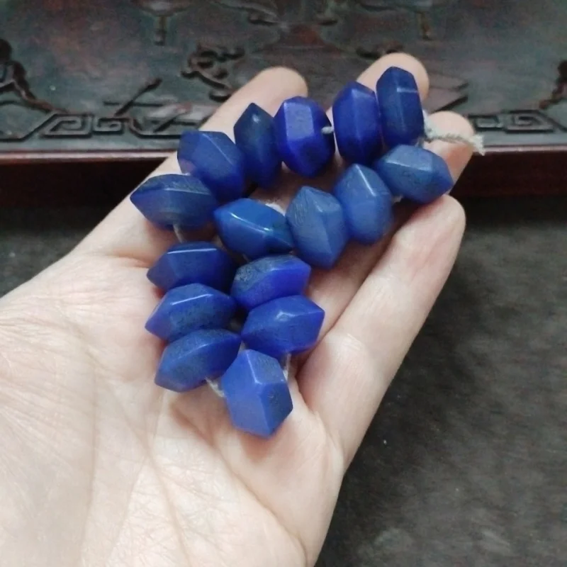 Vintage Patina String Of Blue UFO Agate Beads Accessories