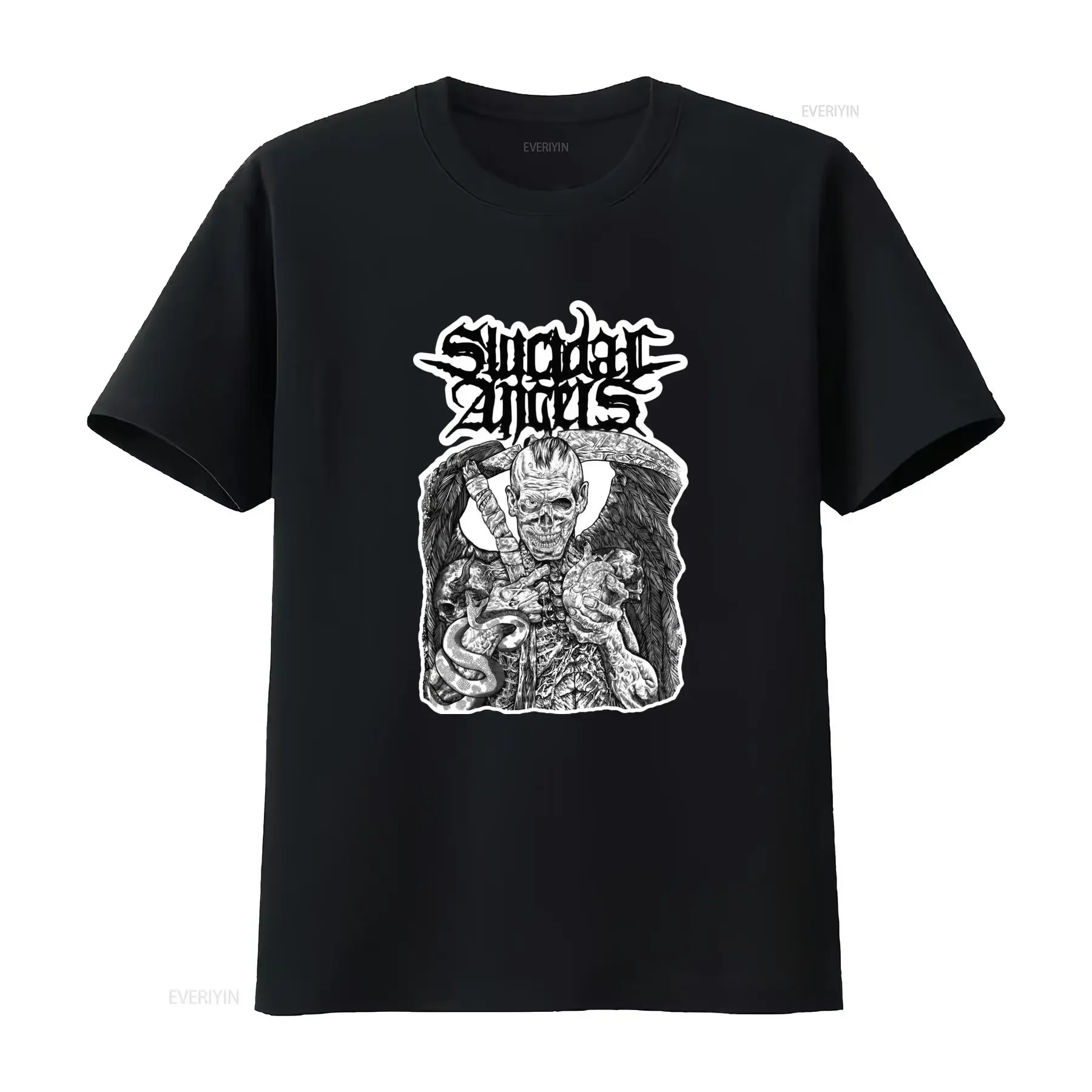 Dark Skull Suicidal Angel Retro Music T Shirt Premium Quality S 5XL vintage Washed designer clothes streetwear Comfortable