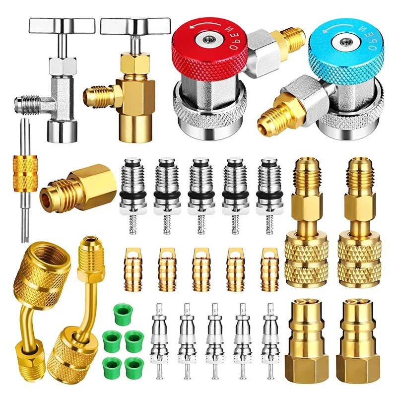 B-M AC R134A Adapter Quick Coupler Kit, R134a Tank Tap Valve R134a To R22/410A For Air Conditioning Refrigeration System