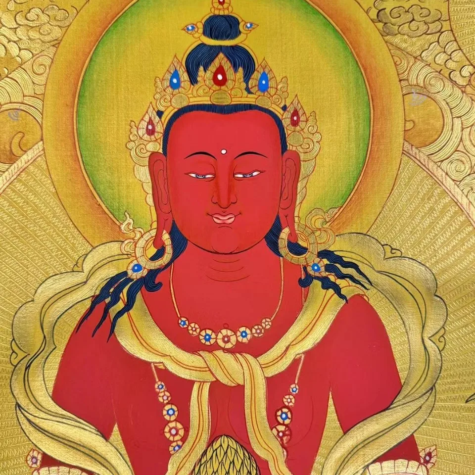 Hand-painted Buddha statue Thangka Longevity Buddha card is dedicated to hanging paintings and decorative paintings