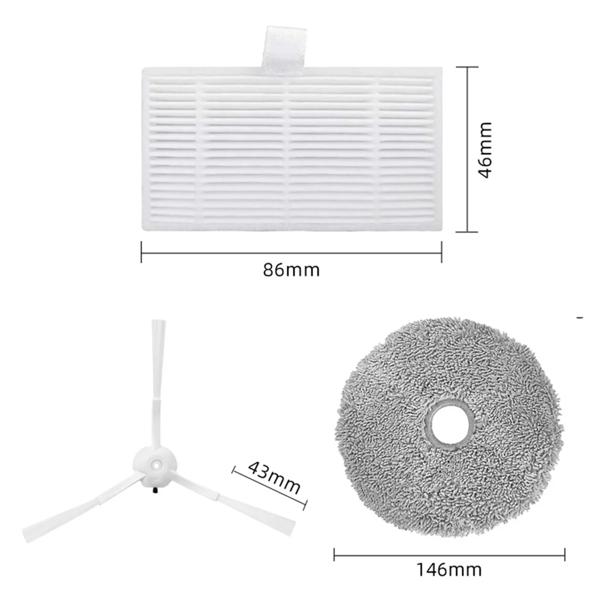 Pièces de rechange pour aspirateur Xiaomi Lysie à W2, filtres de brosse latérale, accessoires de chiffon de vadrouille