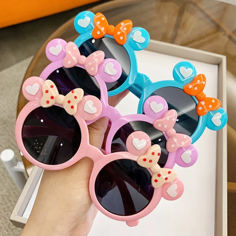 Cute Cartoon Baby Sunglasses Bow Outdoor Kids Boy Girl UV Protection Glasses Photography Props Kids Toys Очки Солнцезащитные