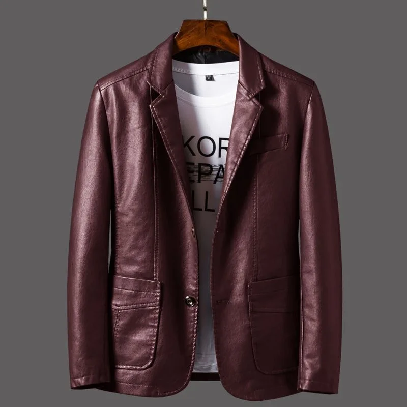 2024 Spring and Autumn New Fashion Solid Color Large Size PU Leather Jacket Men's Casual Loose Comfortable High Quality Coat