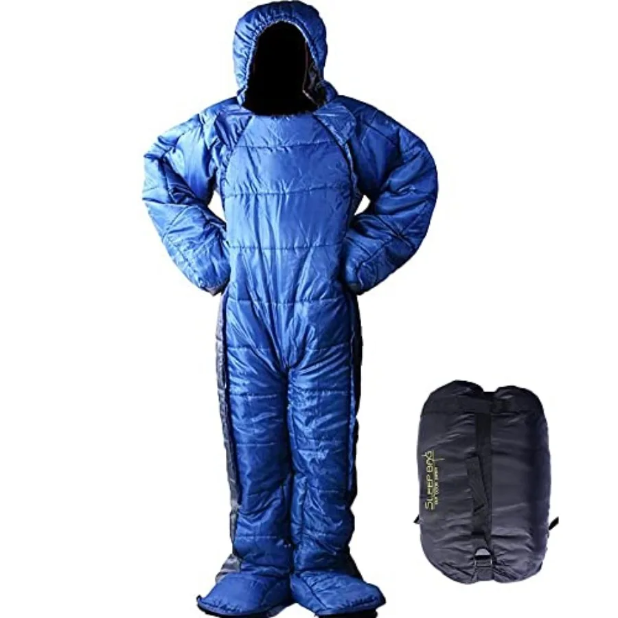 Saco de Dormir Humano Grande de 72 Pulgadas con Diseño de Apertura de Pies con Cremallera, Talla Única, Ultraligero, Acolchado, Cálido, Tipo Sudadera, para Adultos