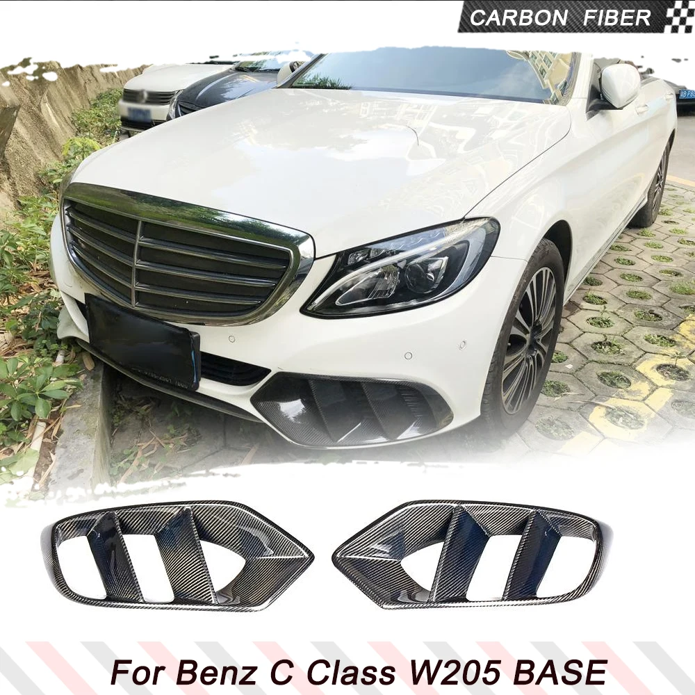 

Car Front Bumper Air Vent Trims Mesh Grill for Mercedes Benz C Class W205 Standard 4D 2015-2018 Fog Lamp Cover Carbon Fiber/FRP