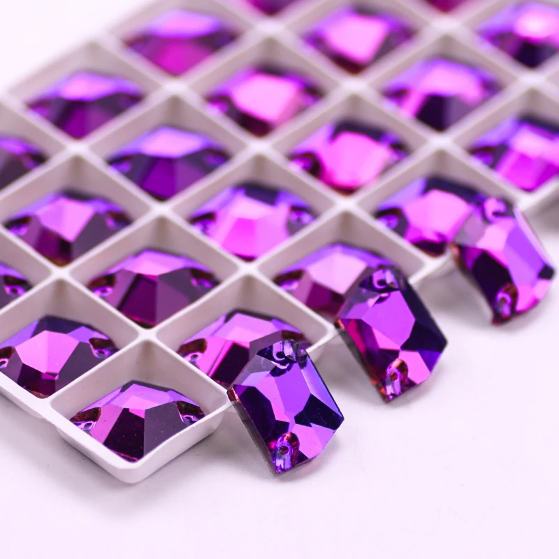 New Silk Purple Drop Rivoli AX Cosmic Glass Crystal Strass Sew On Rhinestones Flatback Stone Beads For DIY Clothing