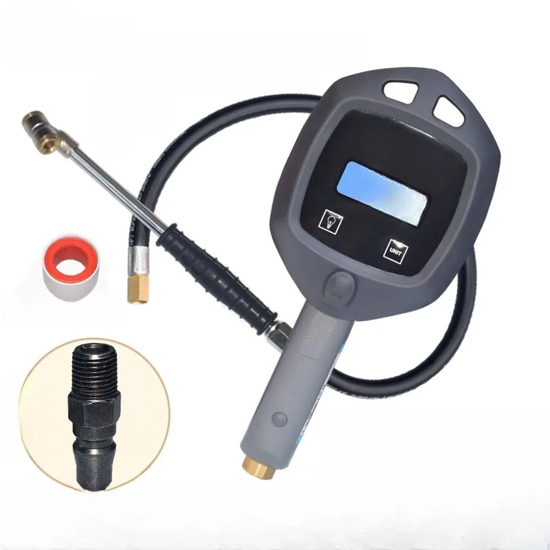 For Daily Vehicle Check Digital Tire Gauge Pneumatic Tester Red Handle Shockproof Design Backlit Screen 0-12 Pressure Range