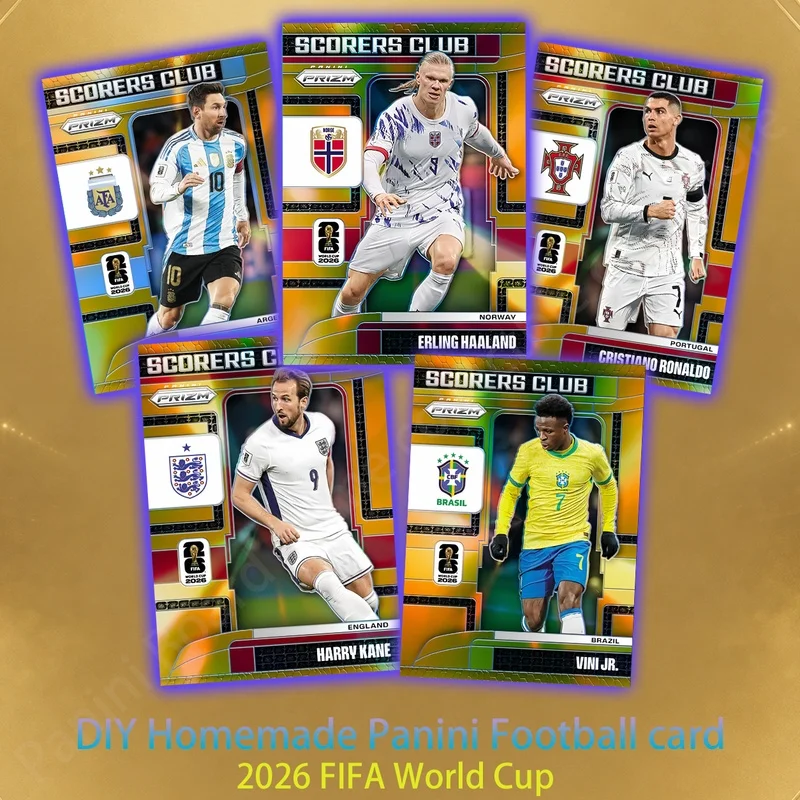 DIY Panini Homemade Football collection card FIFA World Cup SCORERS CLUB series Harland Messi Ronaldo Yamal Neymar Mbappe