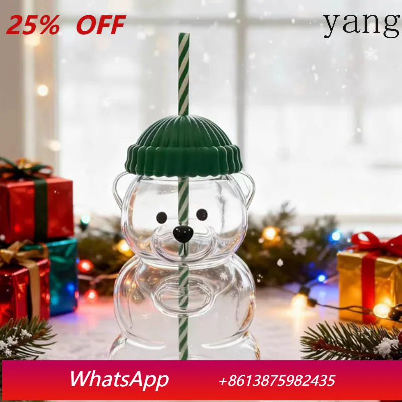 

500ML Cute Bear Cup Durable and Convenient Coffee, Beer, Wine, and Cocktail Beverage Utensils, Cute Bear Straw Glass Cup