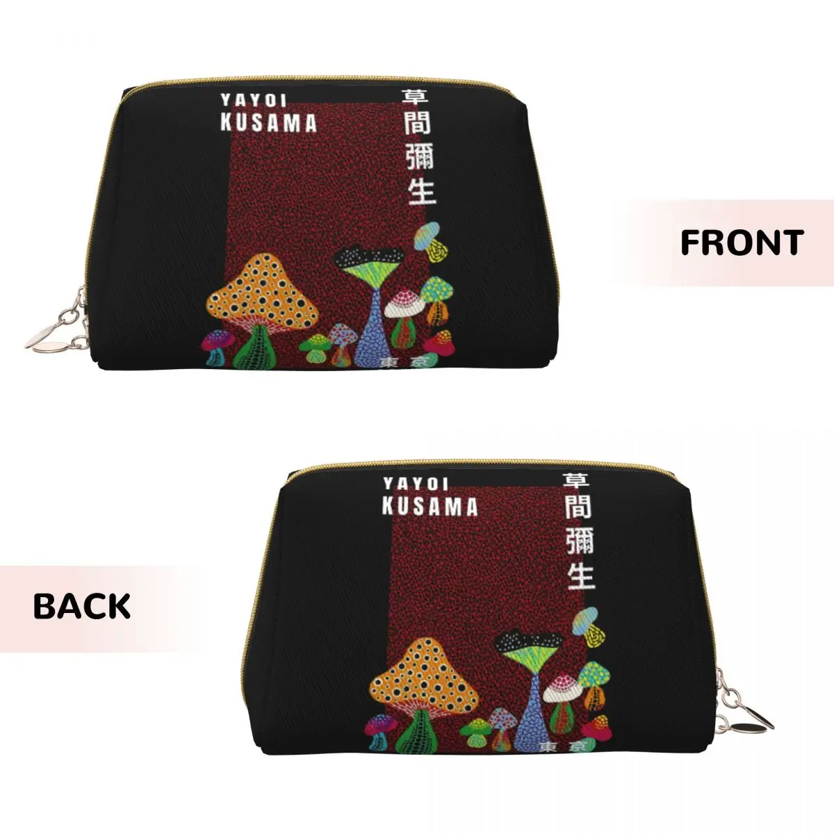 Large Capacity Yayoi Kusama Mushroom Art Cosmetic Bags Waterproof Makeup Pouch Women Washbag Toiletry Kit