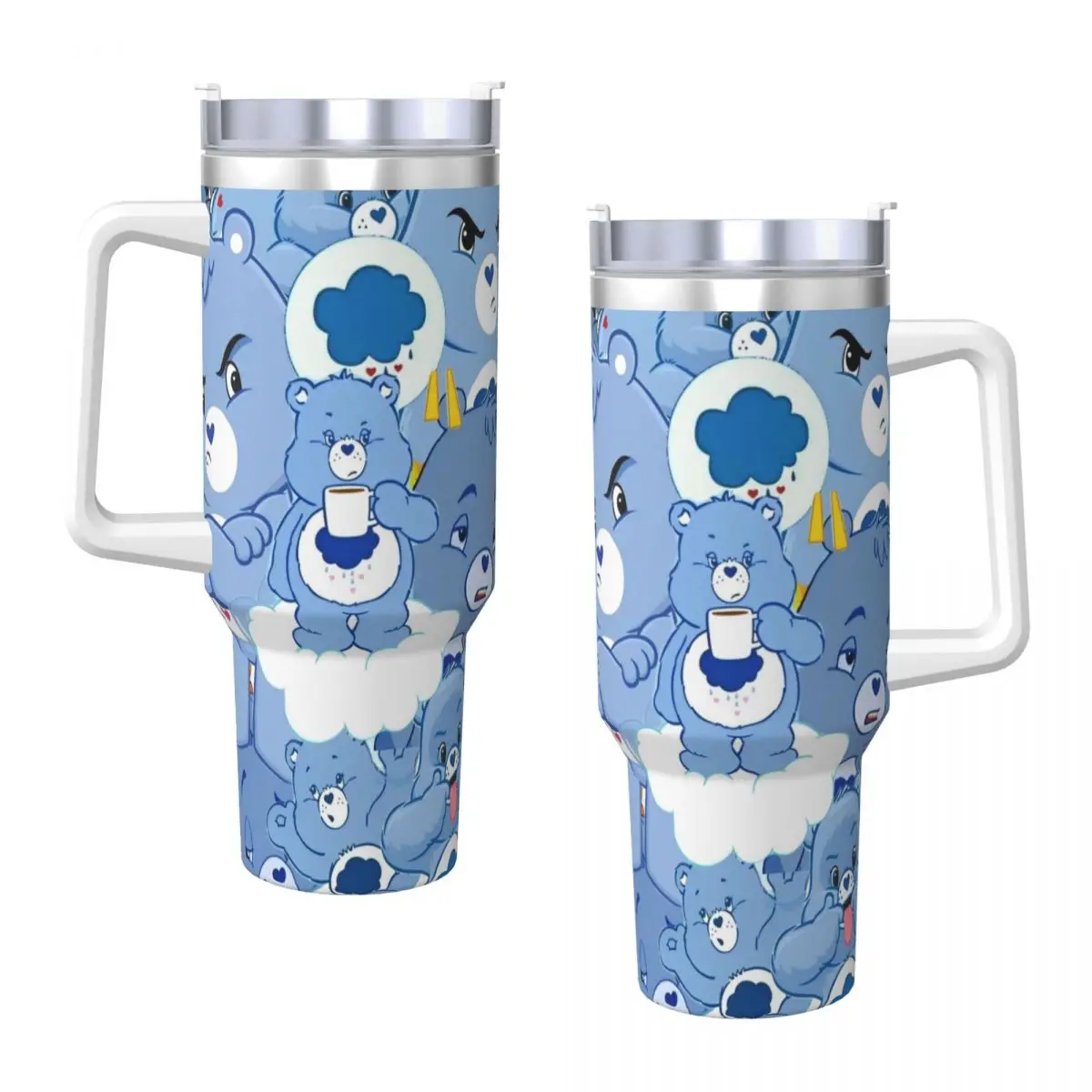 Care Bears Stainless Steel Tumbler Travel Coffee Mug With Straws and Lid Large Car Mugs Cold Drink Water Bottle