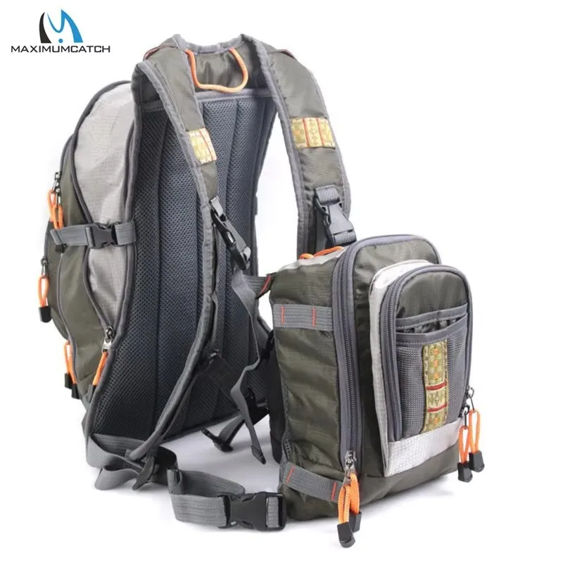 

MAXIMUMCATCH DUO Pro Tactical BackPack with Chest Bag Multi-Compartment Fly Fishing Organizer with Breathable Mesh
