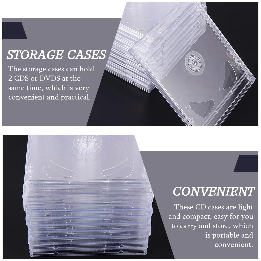 Caixas De Armazenamento De Acrílico Para Discos Duplos, Estojos De DVD, Organizador, CD Clear Titulares, Viagem Transparente, 9 PCs