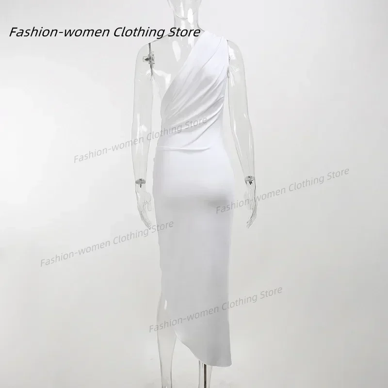 2024 um ombro assimétrico preto branco vestido de praia midi praia cobrir mulher banho biquíni túnica beachwear outfit