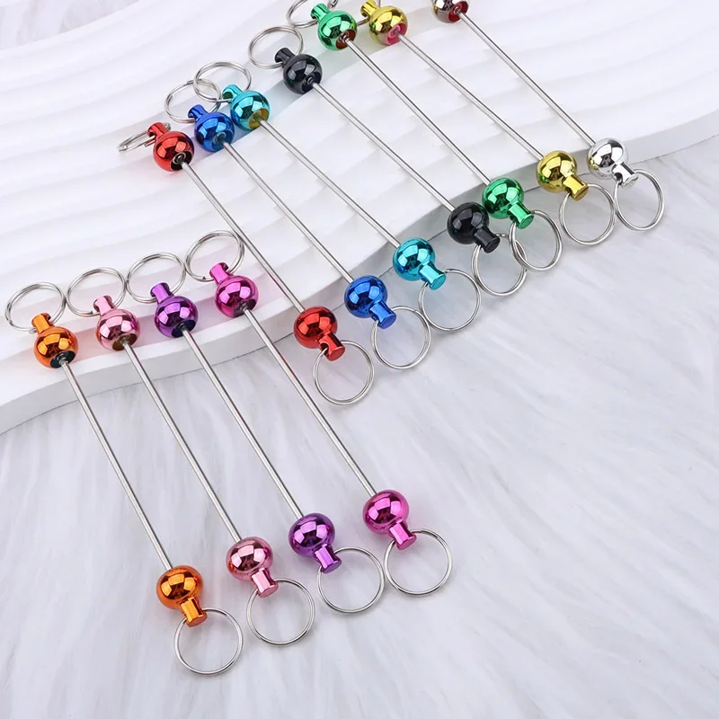 22Pcs Beaded Pen Creative Beadable Keychain Bar Blank Accessories Keychains Detachable Bars for Pendant