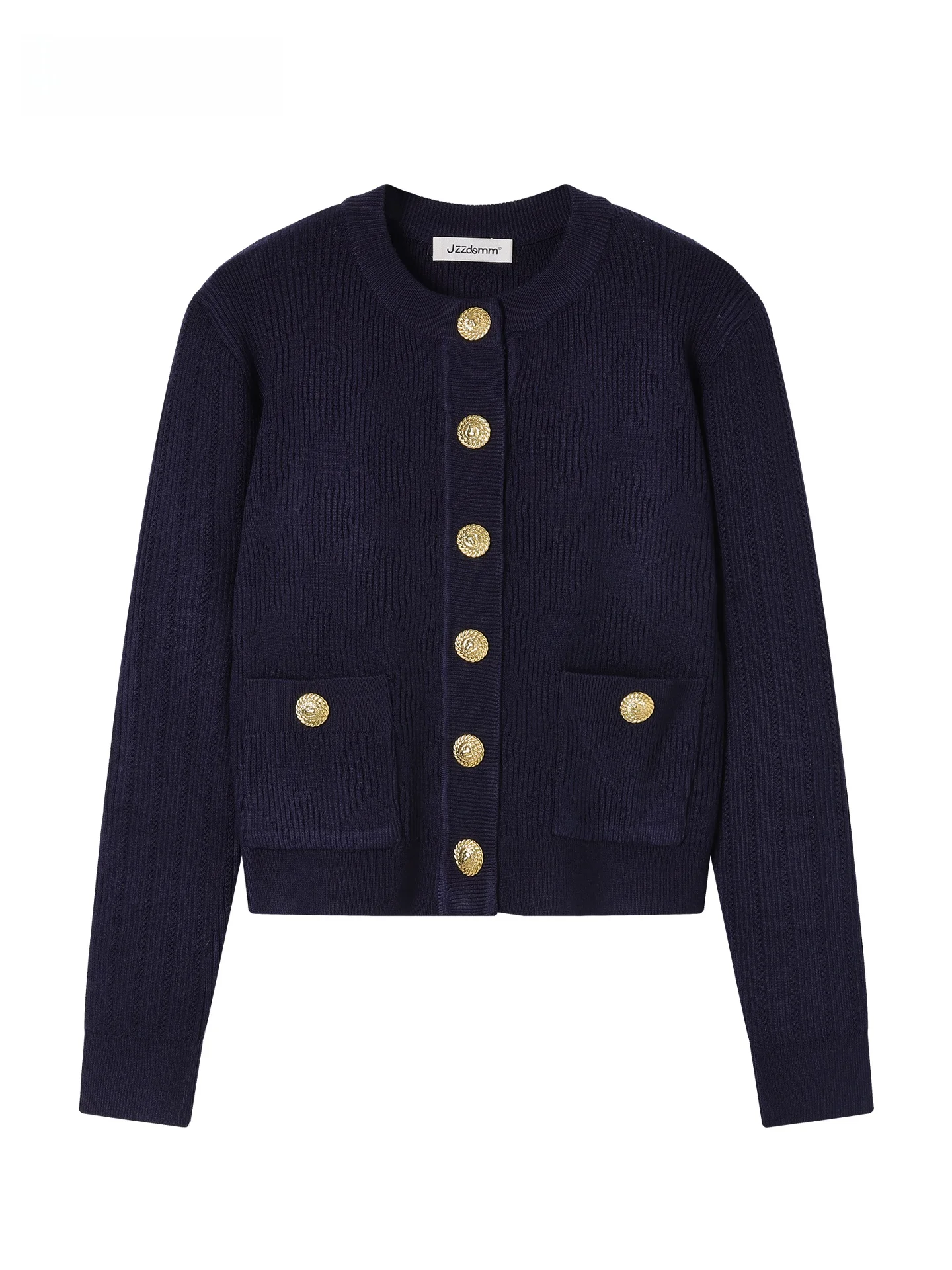 

JZZDEMM Knitted Open Cardigan Women's Slim Fit Faionable Texture Gold Button Lightweight Luxury Sle Long Sve Color