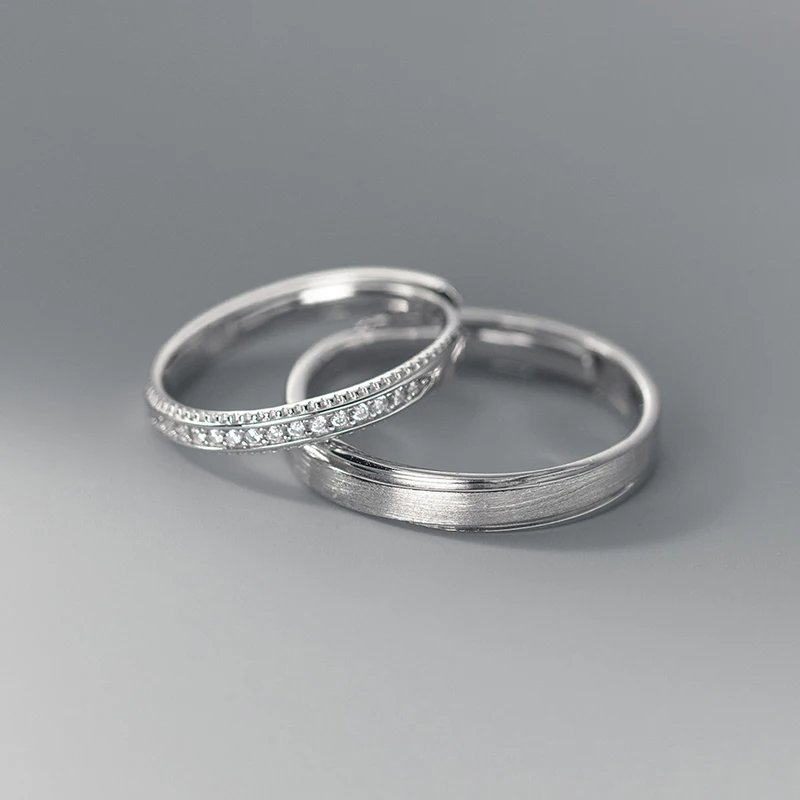 Modian 925 Sterling Silver Cassic Frosted Trendy Lovers Couple Ring For Women Statement Wedding Engagement Fine Jewelry Gifts
