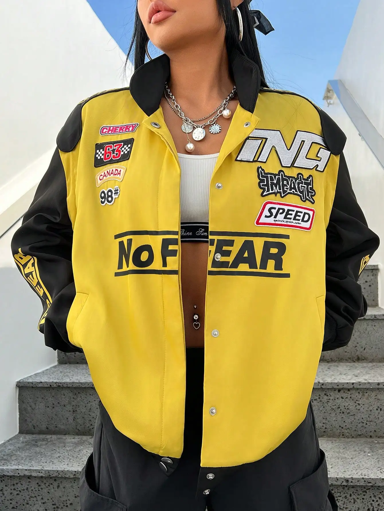 Vintage American Streetwear Embroidered Alphabet Motorcycle Baseball Jacket Hip Hop Loose Fit for Men And Women Spring Summer