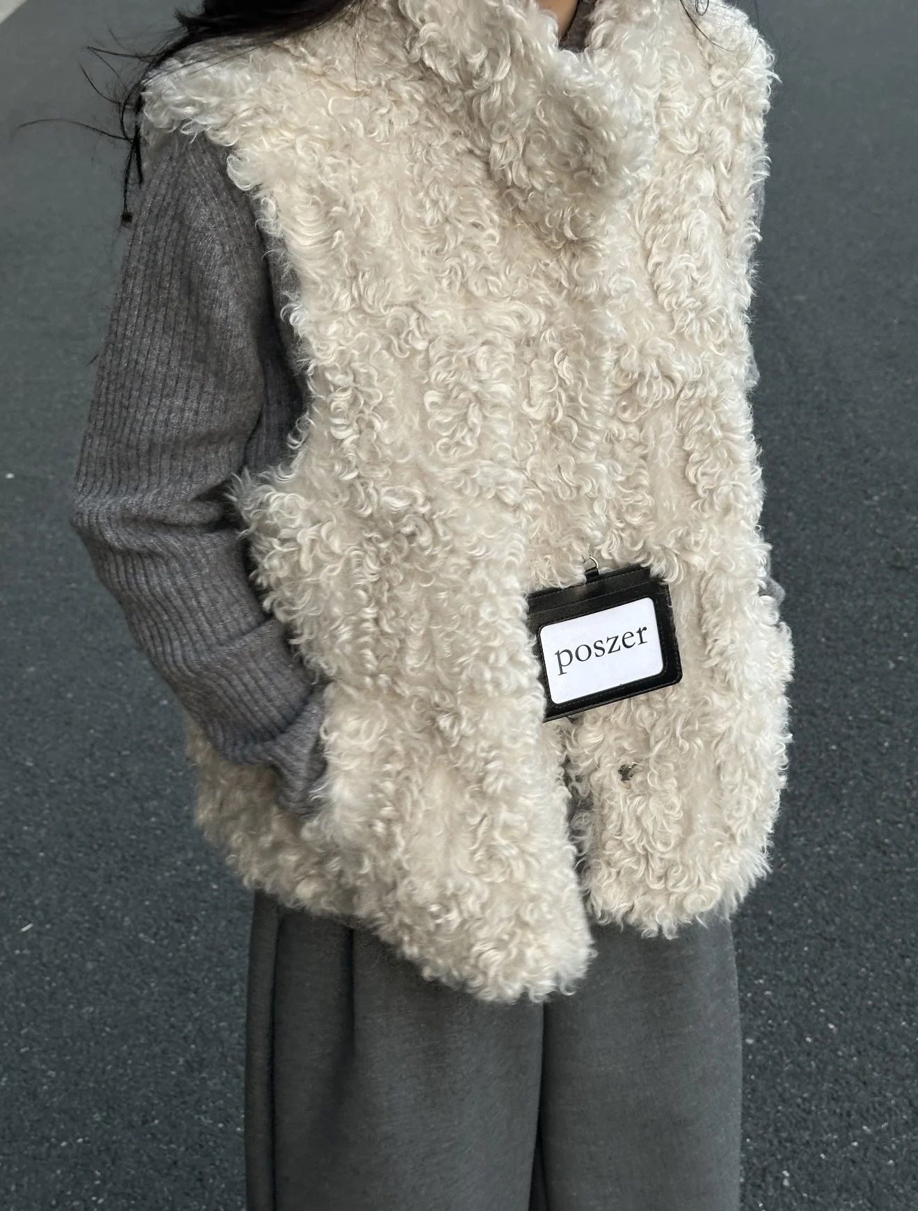 

Retro Thiened Lamb Fur Svel Vest Women's Autumn Winter New Sle Warmth Youthful Outerwear Stand Length Pure Color