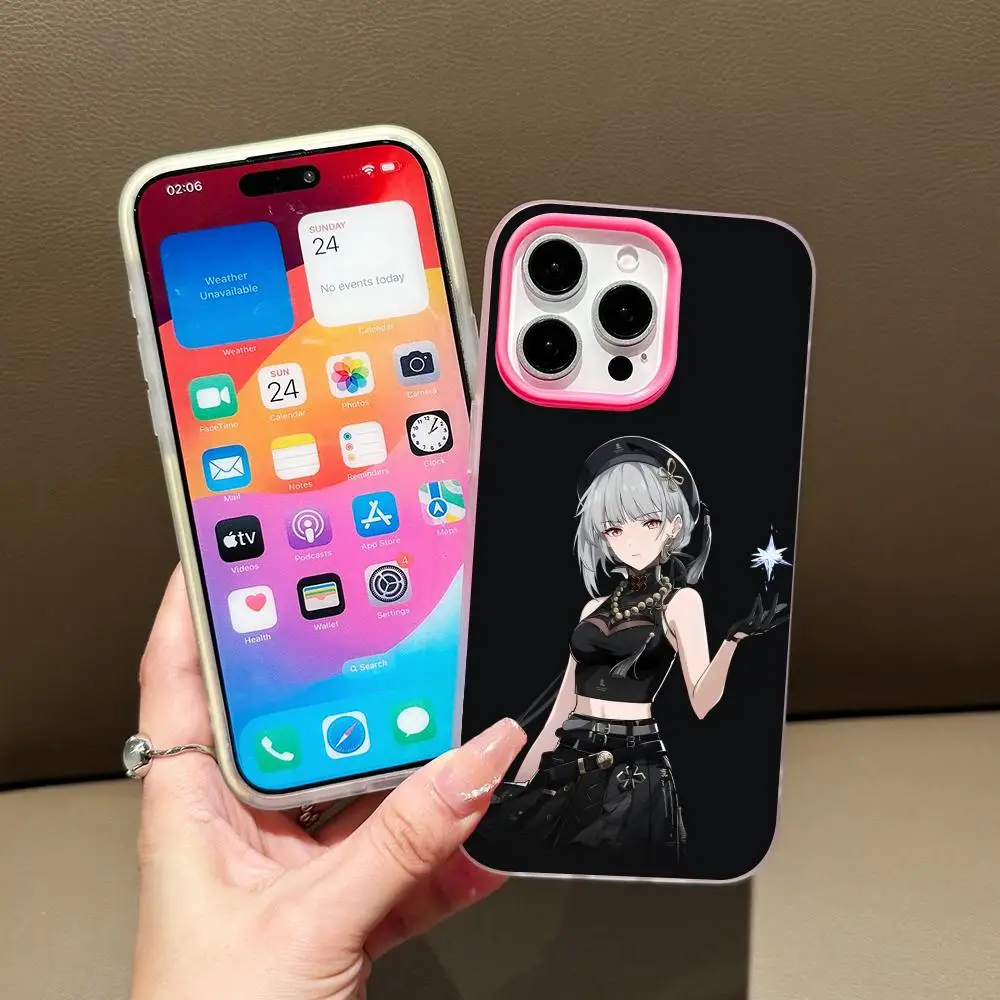 

Wuthering Waves SanHua Jelly Double layer Rose Red Mobile Phone Case for iPhone 17 16 15 14 13 12 11 Air Pro Max Plus Protective