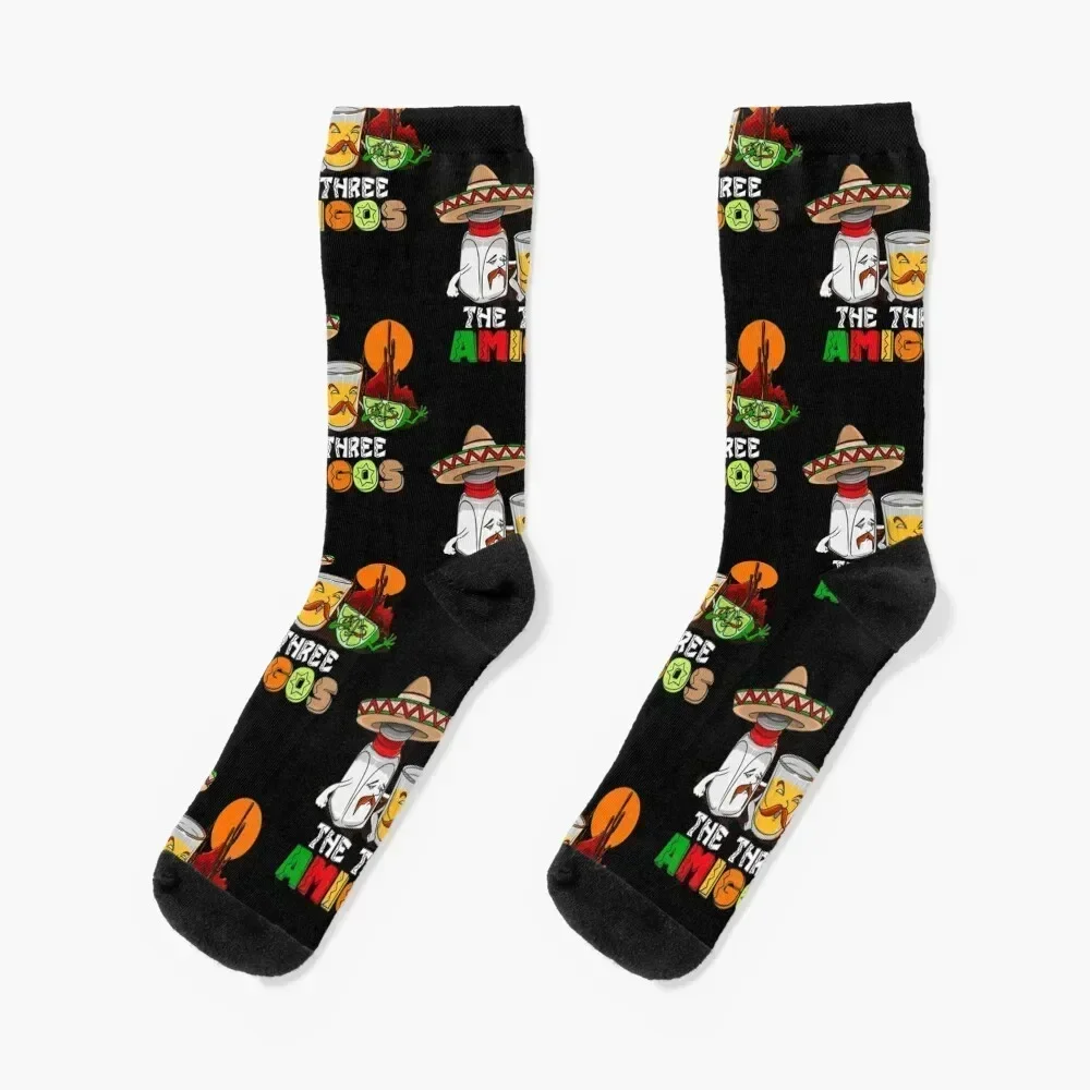 Coctails T-ShirtThe Three Amigos Salt Tequila Lime Drinks Mexican Socks Stockings compression hiphop Socks Ladies Men's