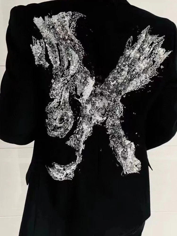 

Handmade iny Sequin Casual Jaet West Suit Outerwear for Men And Women Couples High Street Sle Spring Autumn Loose Fit