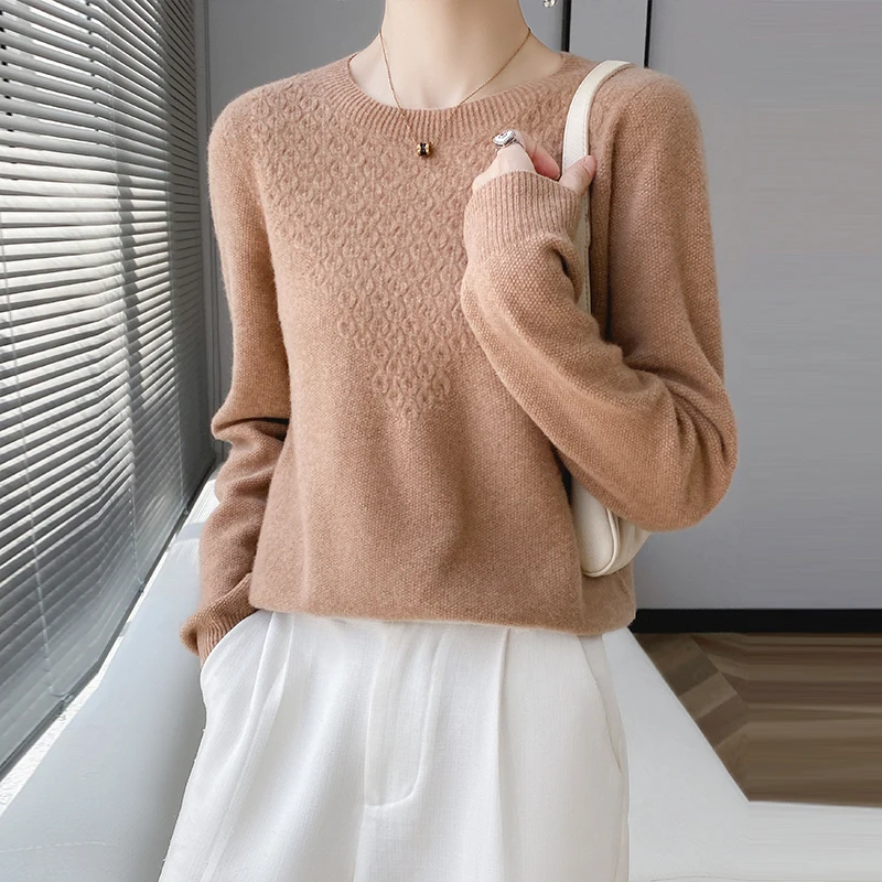 الموضة الأساسية 100% ميرينو رداء علوي من الصوف س الرقبة الكشمير البلوز الخريف الشتاء النساء الملابس الراحة الدافئة قمة عادية الصلبة