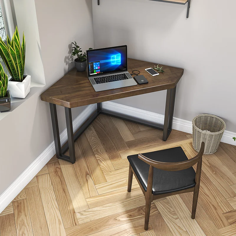 

Solid wood triangular table and chair corner computer table simple office corner desk household small apartment corner table des