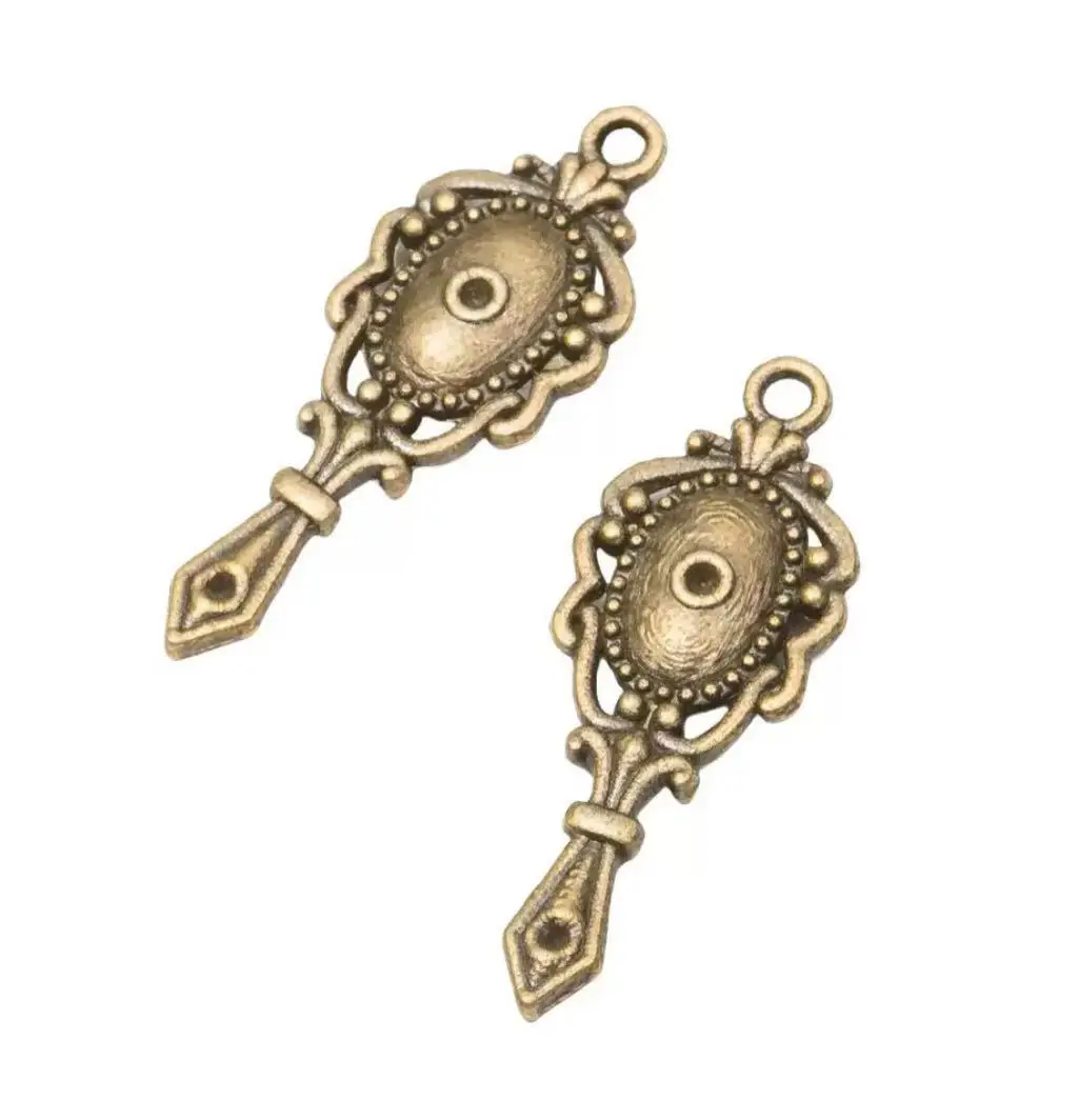 

25pcs 28x10mm,hole 1mm Vintage Alloy metal antiqued bronze color 2sided pattern pendants HWG1796