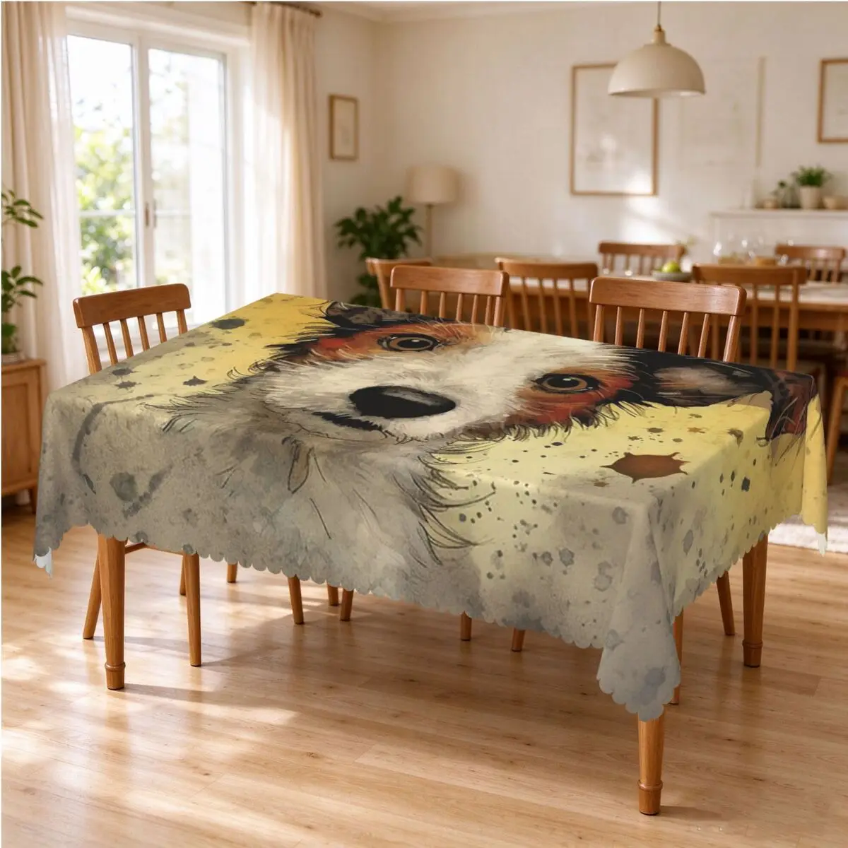 Dog Jack Russell Terrier Tablecloth Restaurant Kitchen Rectangular Tablecloth Festival Decorations Outdoor Dining Table Cover