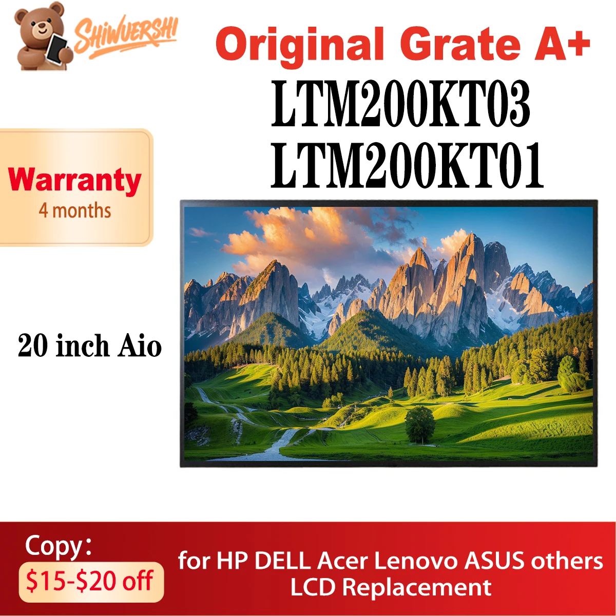 

20 inch New Original LCD HD+ 1600*900P LTM200KT03 LTM200KT01 30 pins