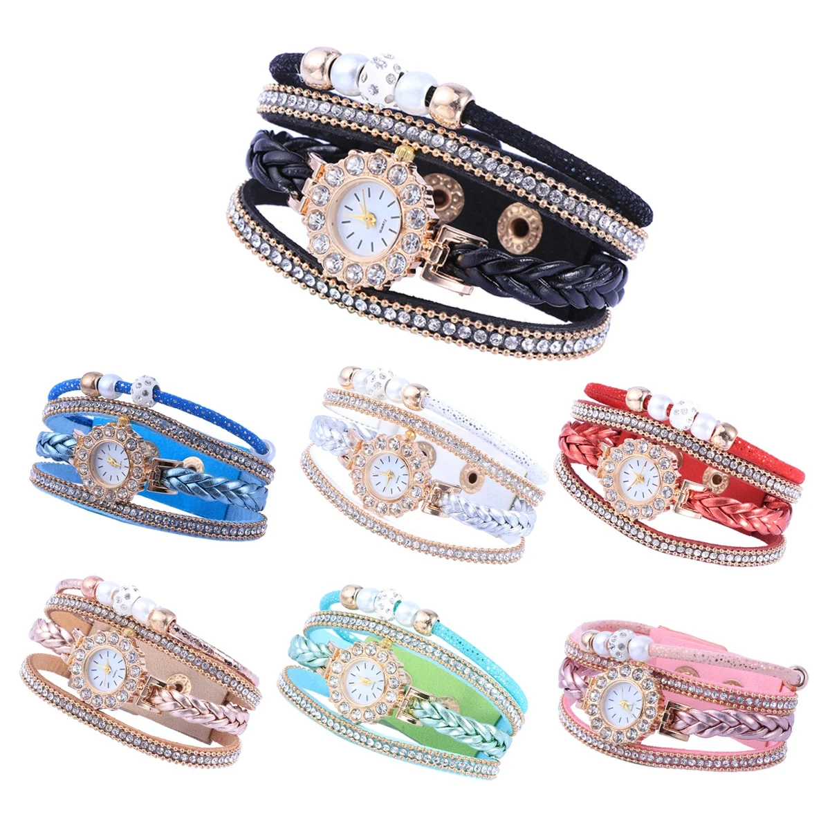 

Fashion Women Quartz Weave Watches Elegant Diamond-set Durable Gifts Valentine Christmas Birthday Party Daily Wear Women Watch