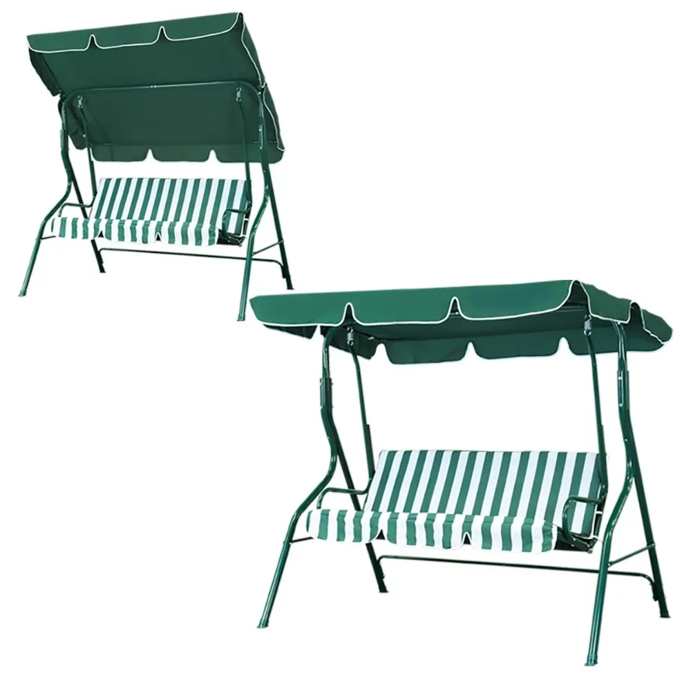 3-Seat Patio Outdoor Porch Swing Glider Chair with Canopy, Green