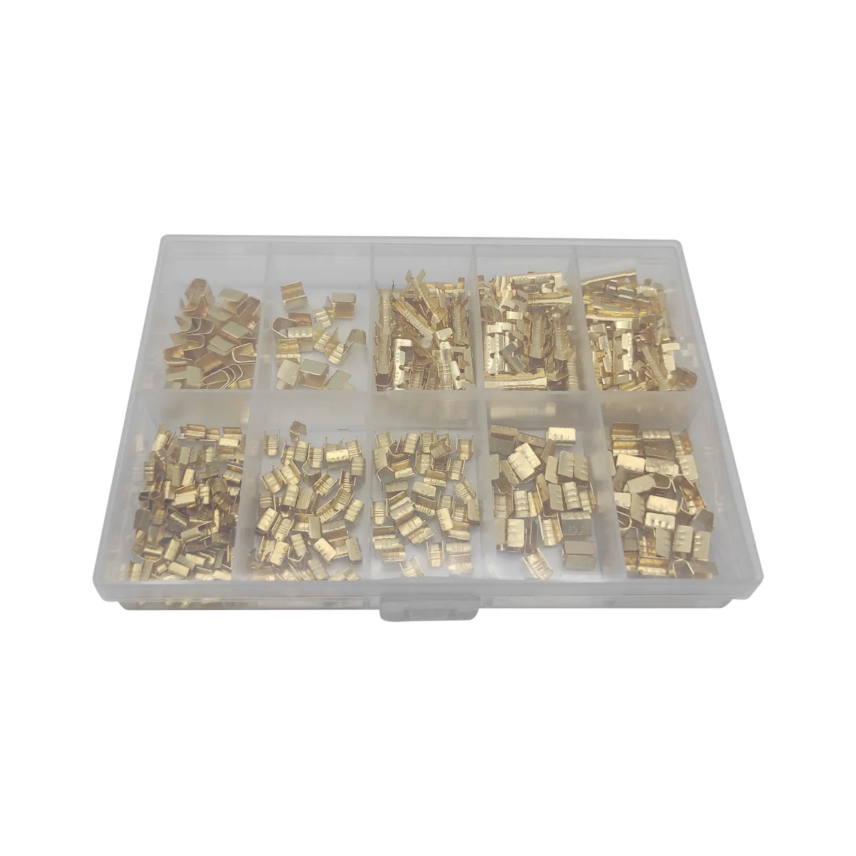 380Pcs U-shaped crimping buckle box packaging Brass parallel buckle Crimping cap Wire connectors