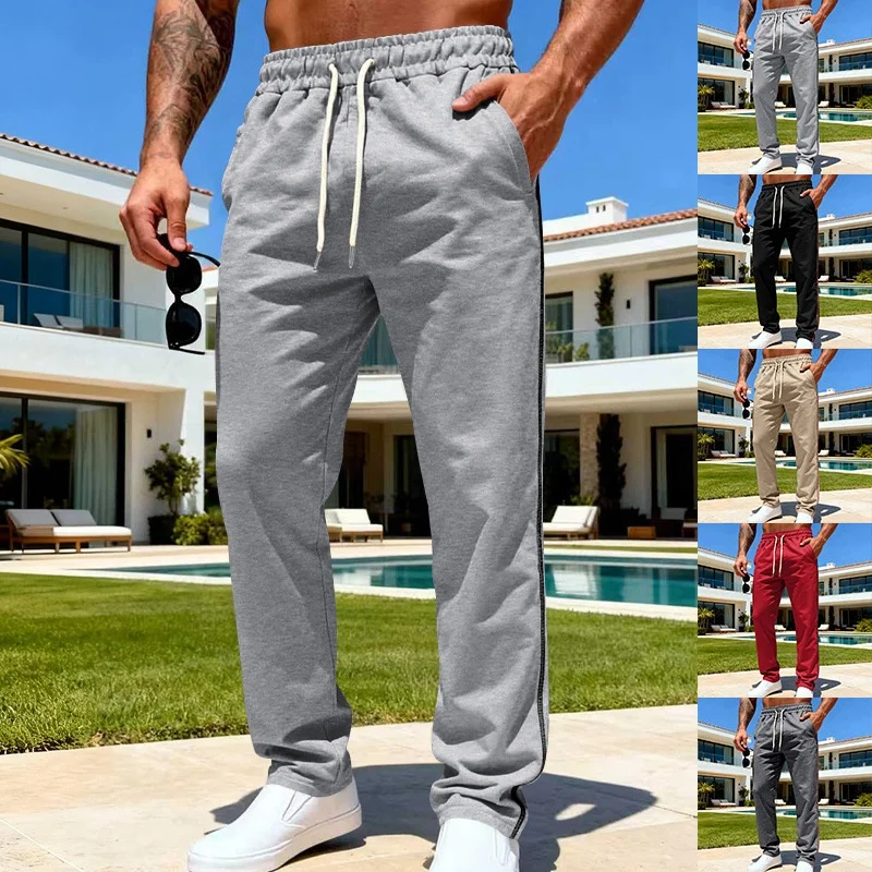 

Classic American Sle Men's Casual Straight Leg Sweatpants Wear-Resistant Loose Fit Comfortable Spor Trousers