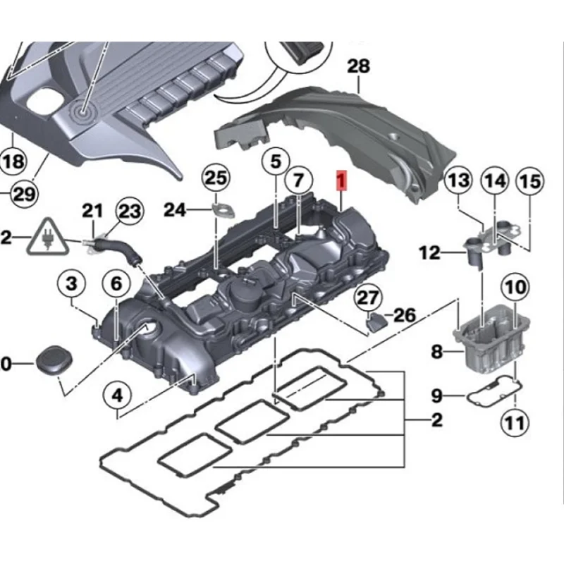 OE 11127570292 For BMW N55 Aluminum Valve 3.0L 135i 335i 535i 640i 740i X3 X5 X6 535ixDrive Cylinder Head Cover W/Gasket & Bolts