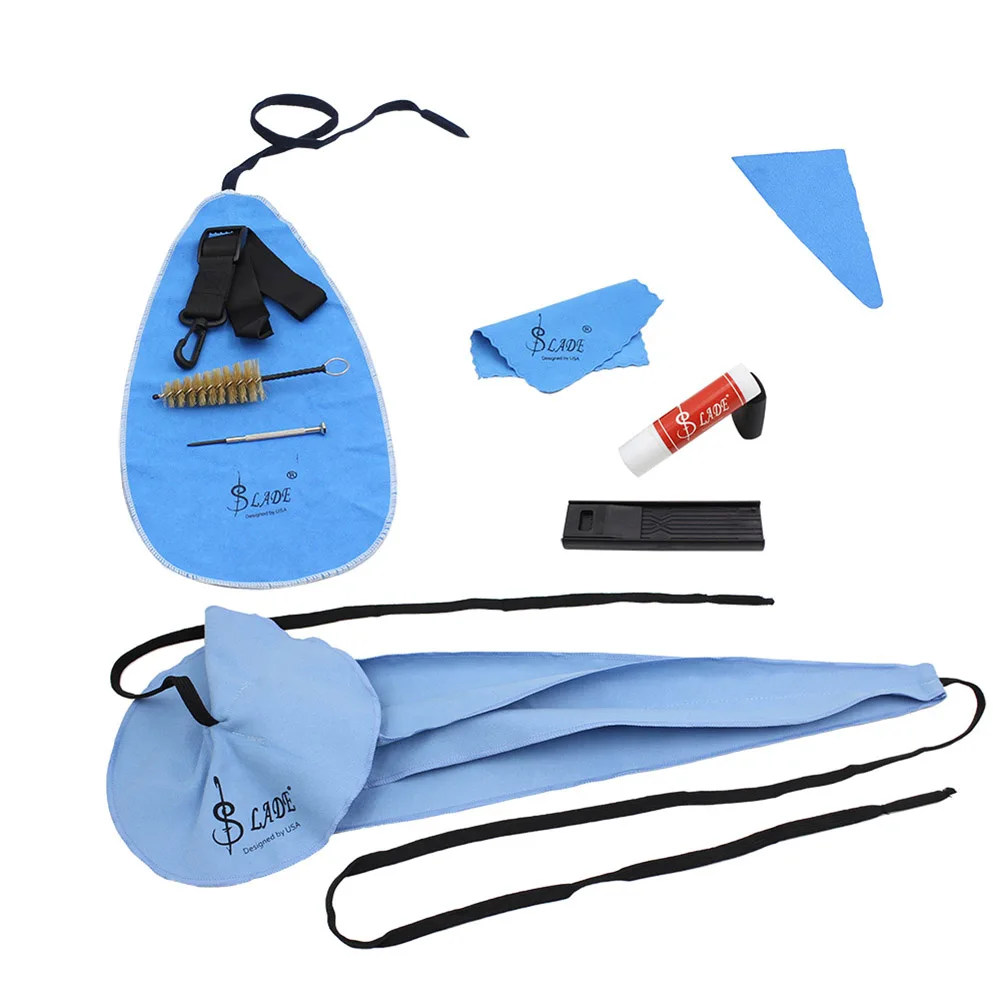 10Pcs Clarinet Cleaning Kit with 4 Cleaning Cloth/Brush/Cork Grease Clarinet Care Kit Thumb Rest Cushion Flute Instruments