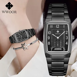 WWOOR-Reloj de pulsera de cuarzo para mujer, accesorio de lujo, resistente al agua, de acero inoxidable, elegante