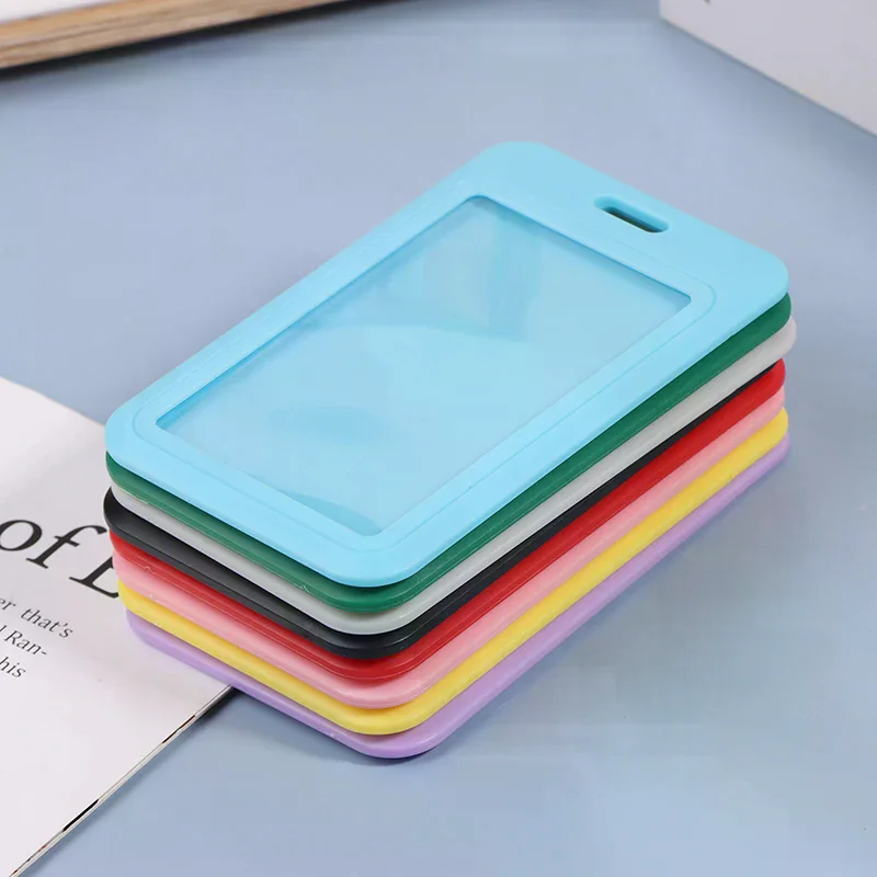 1Pc Two-Sided Credit Card Cover Hard Plastic Badge Holders With Slot For Event Staff Tag ID Card Holder Pass Strap