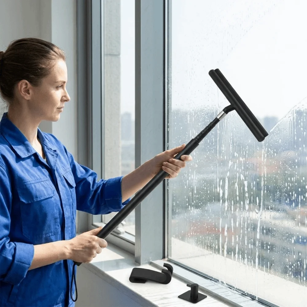 Multi-Use Efficient Telescopic Glass Squeegee Long Handle Retractable Window Squeegee Streak Free Flexible Window Mop Bathroom