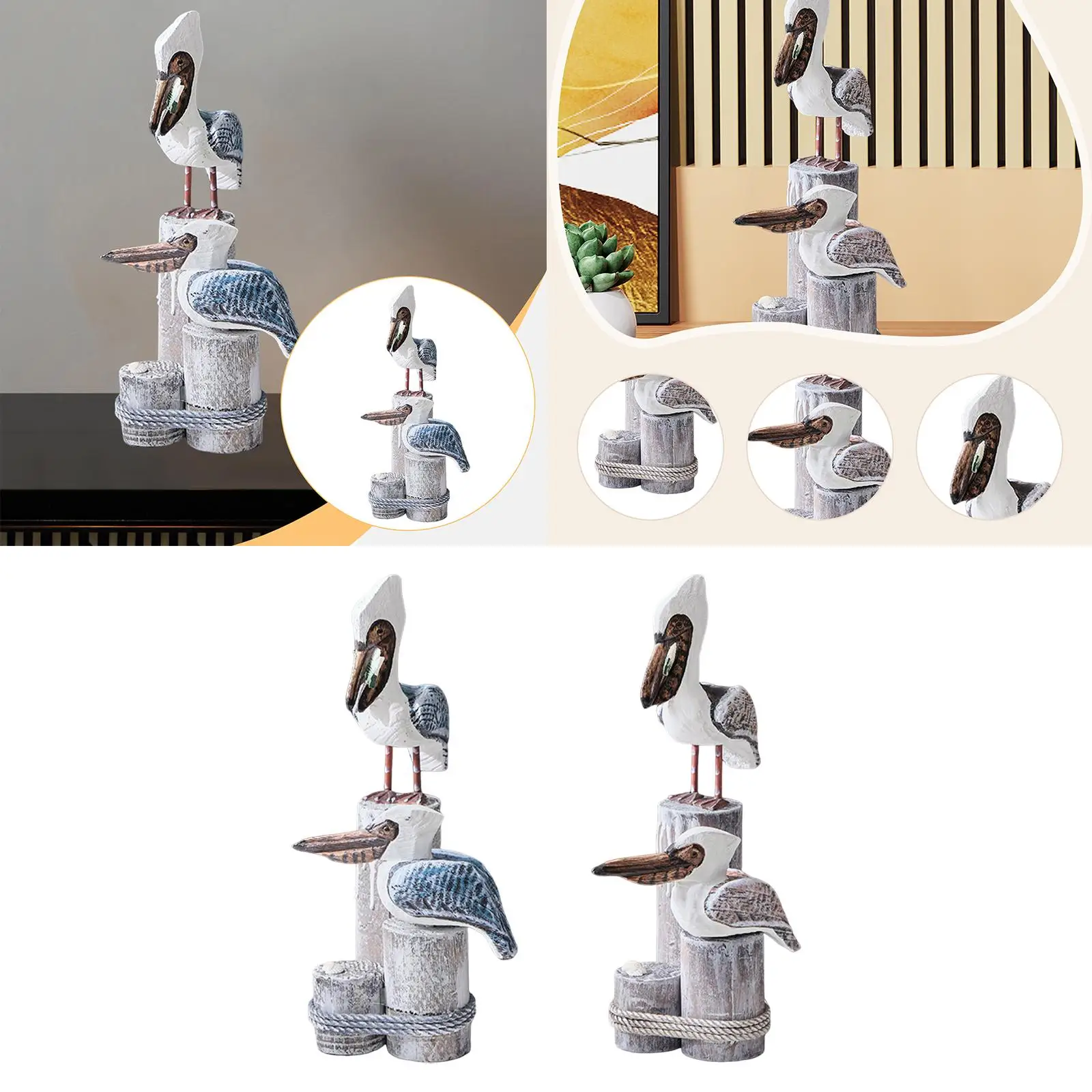 Mediterranean Statue Ornament Collectible Animal Figurine Wood Stump Sculpture for Living Room Bookshelf Cabinet