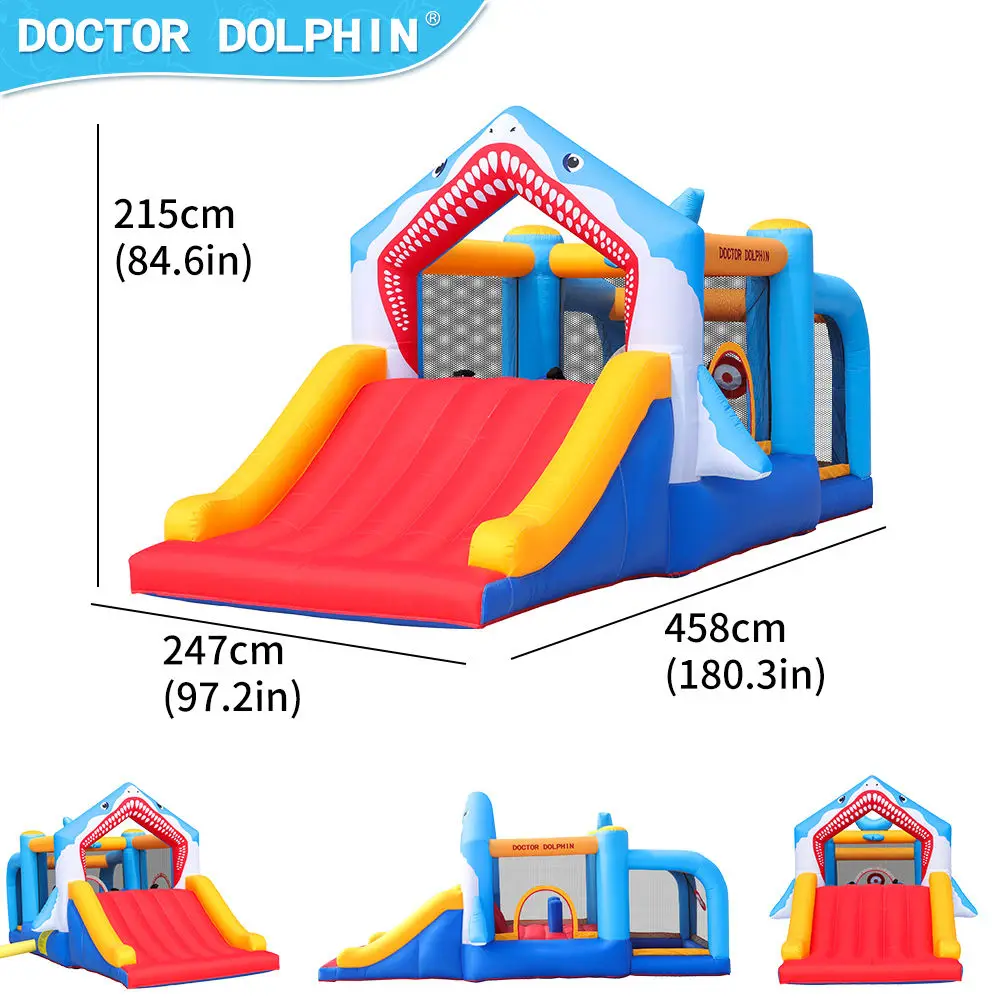 High Quality Cool Chark Party Outdoor Inflatable Castle Trampoline For Kids Inflatable Red Slide