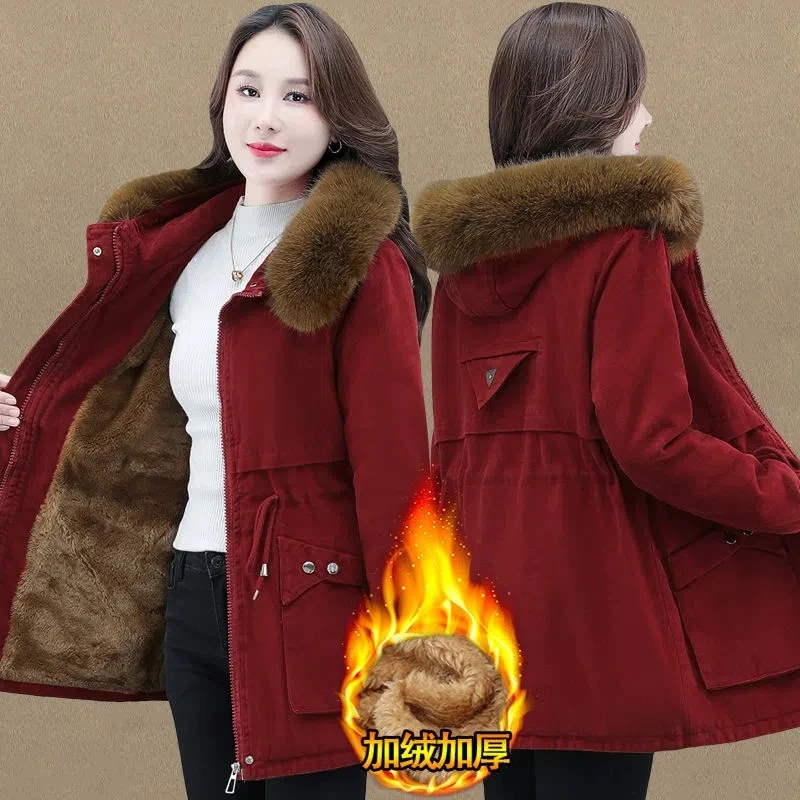 

Women Parkas Fleece Thickening Winter Coat Nice New Female Lamb Cashmere Cotton Jacket Parkas Overcoat Women's Padded Jacket