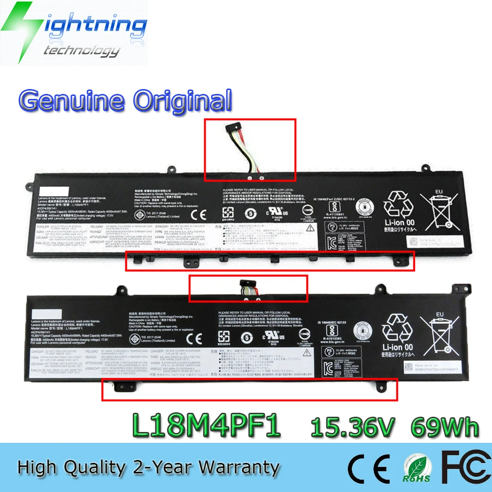 

New Genuine Original L18M4PF1 15.36V 69Wh Laptop Battery for Lenovo Ideapad Yoga S740 C940 15IRH 81TE L18D4PF1 SB10W67267