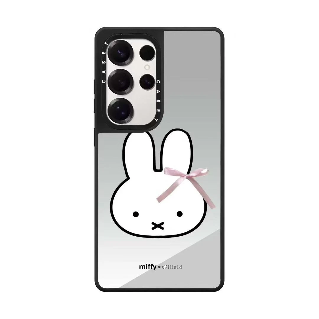 Kawaii Miffy Phone Case Cute Cartoon Design MagSafe S25ultra S24ultra S23ultra Mirror Surface Anti-drop Protection Case view 4