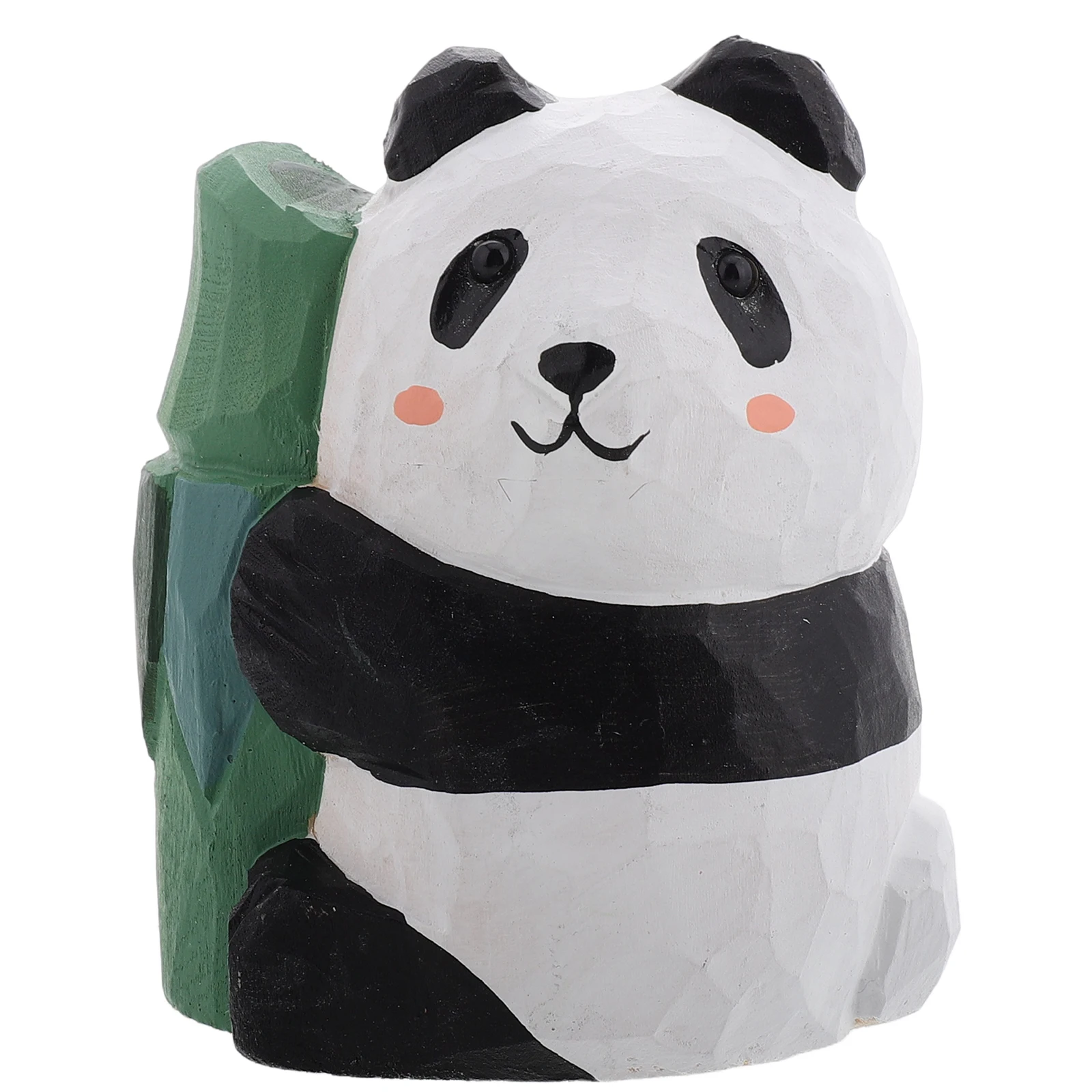 

Cute Wooden Panda Figurine Carved Decorative Statue Mini Desktop Ornament AnimalDecoration Small Space Charm Toy